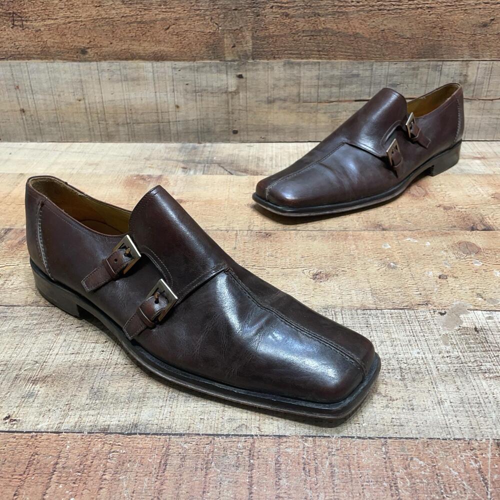 Mezlan Shoes Mens Size 11 M Brown Leather Double Monk Strap Dress Square Toe